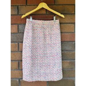 Vintage Ungaro Parellele Paris Boucle‎ Tweed Skirt 80s | Pink | Lined | Size 10